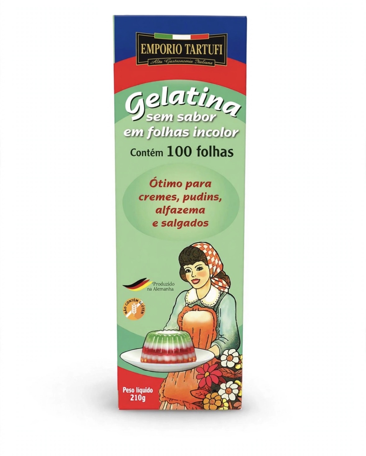 Gelatina em Folhas sem Sabor e Incolor - 210g (100 folhas)